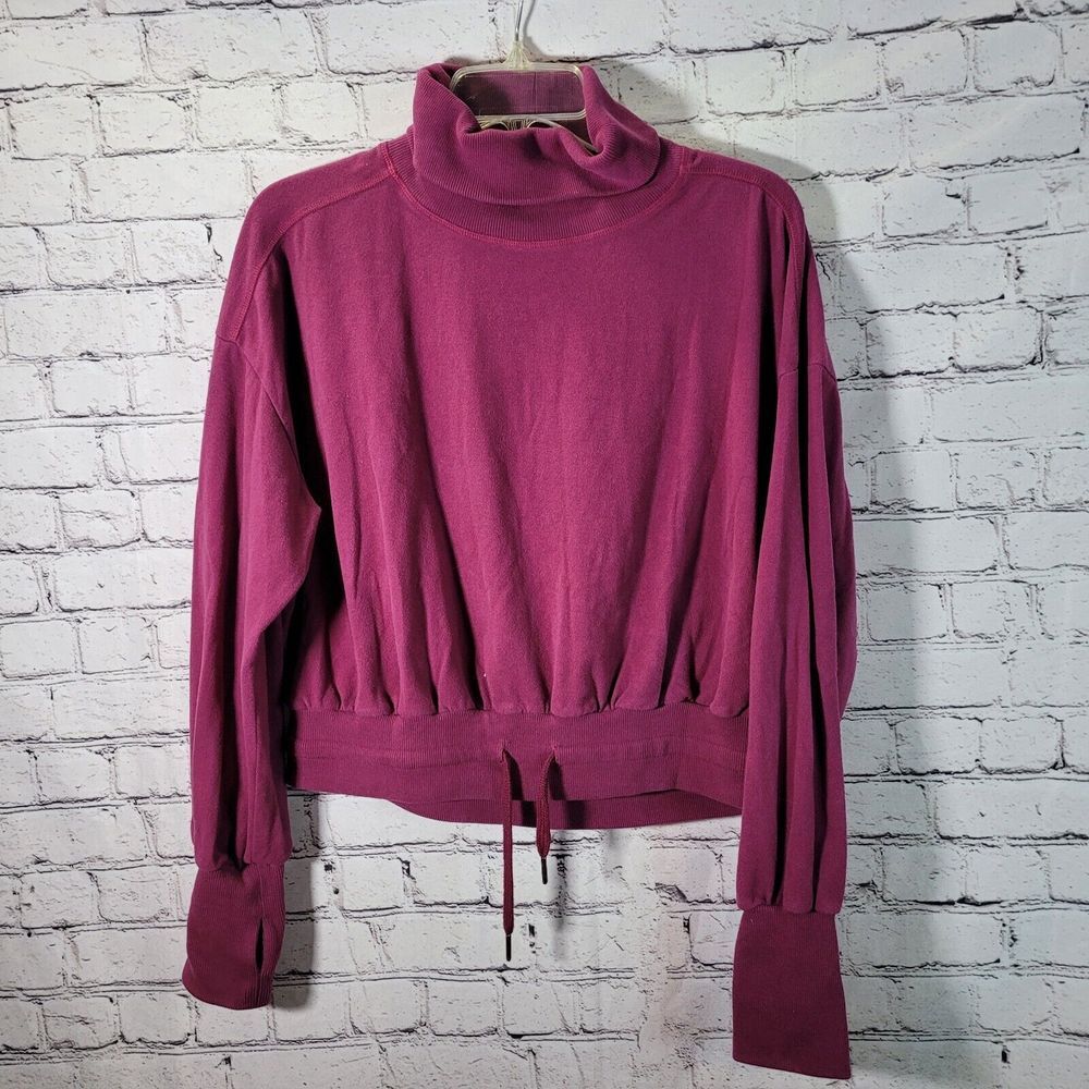 Sweaty Betty Restful Boucle Sweatshirt Womens 8 Purple Good Funnel Neck Cropped